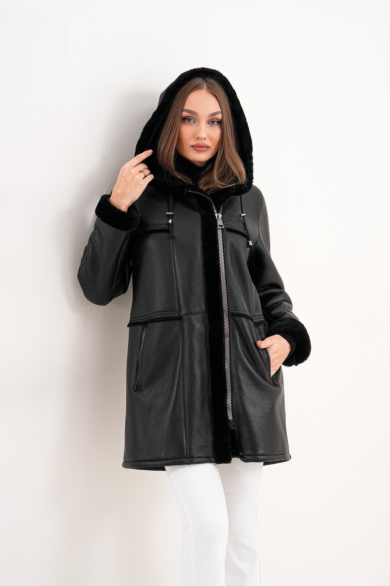 The Belluna Black Shearling Women Jacket