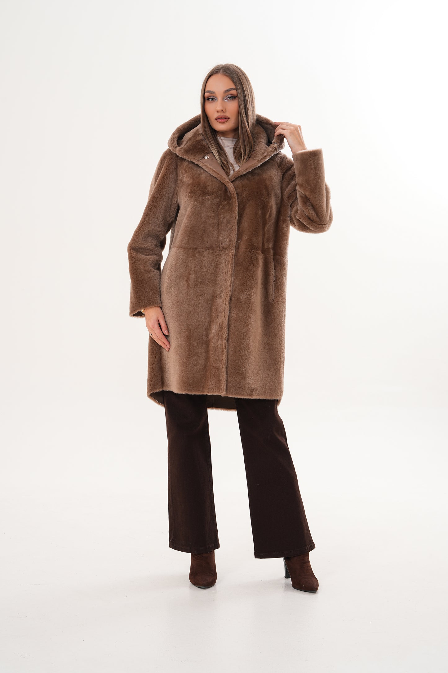 The Aurelia Brown Reversible Shearling Women Leather Jacket