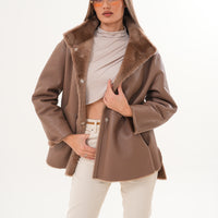 The Belluna Camel Reversible Shearling Women Jacket