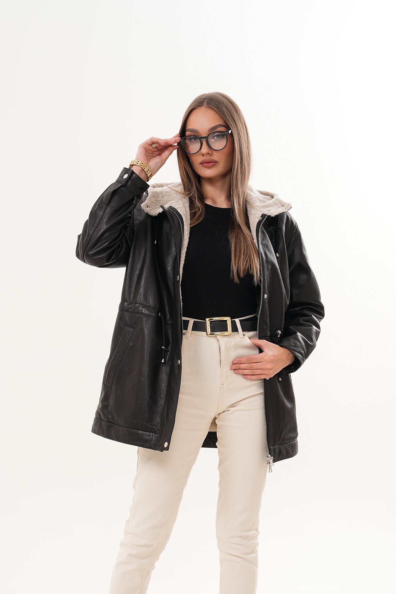 The Capri Black Hooded Leather Women Jacket