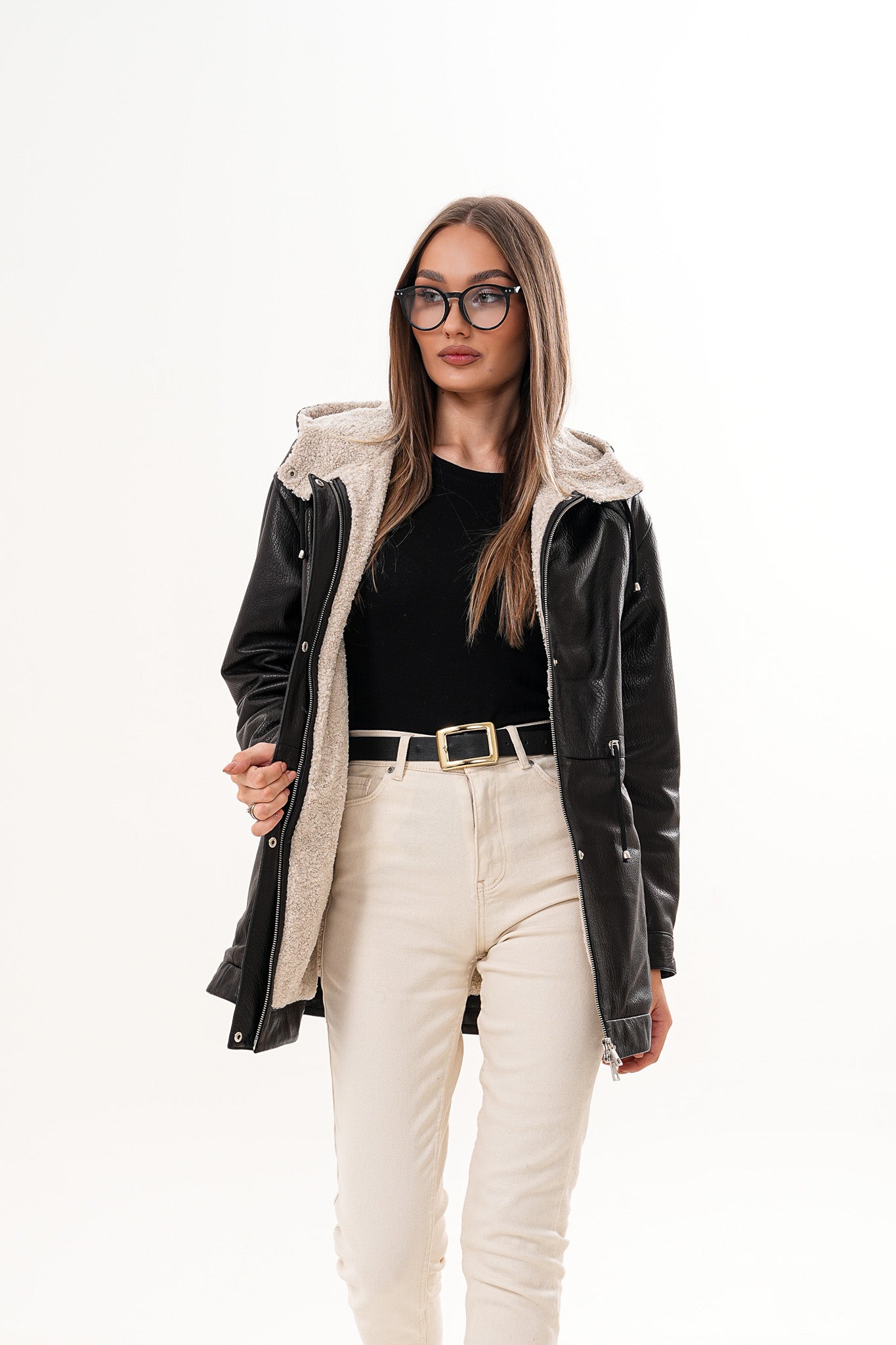 The Capri Black Hooded Leather Women Jacket