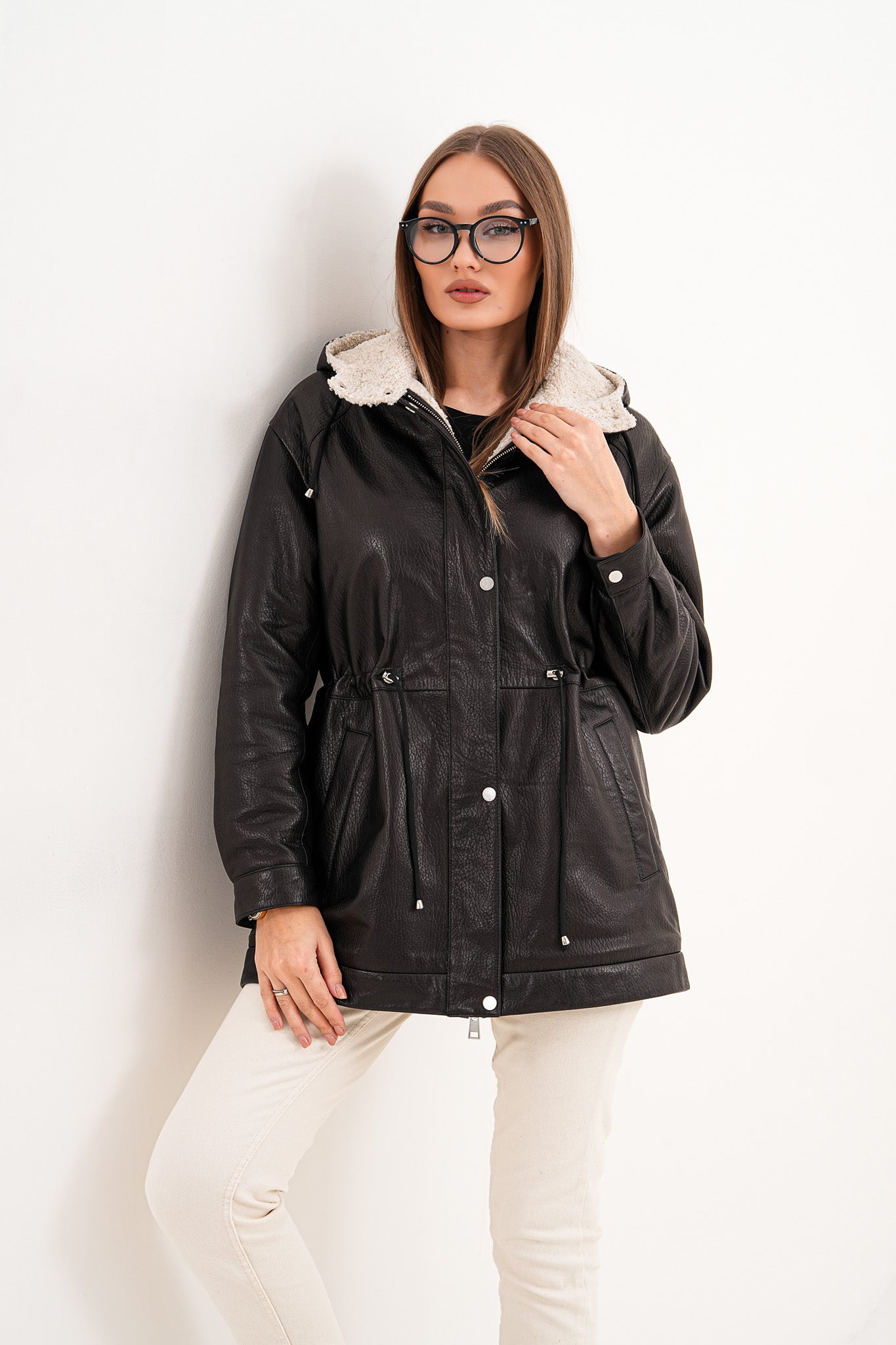 The Capri Black Hooded Leather Women Jacket