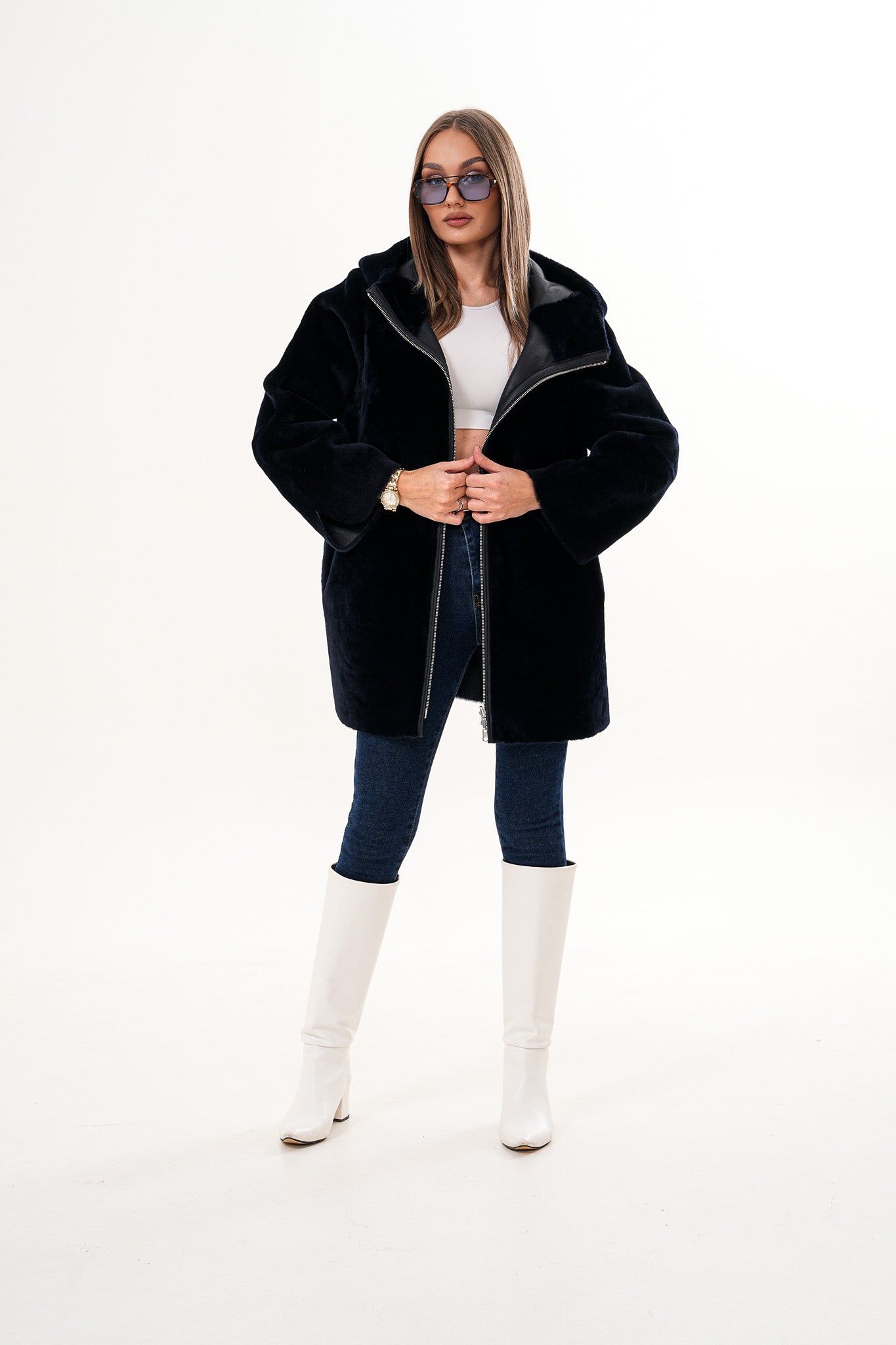 The Portofino Black Reversible Shearling Women Jacket