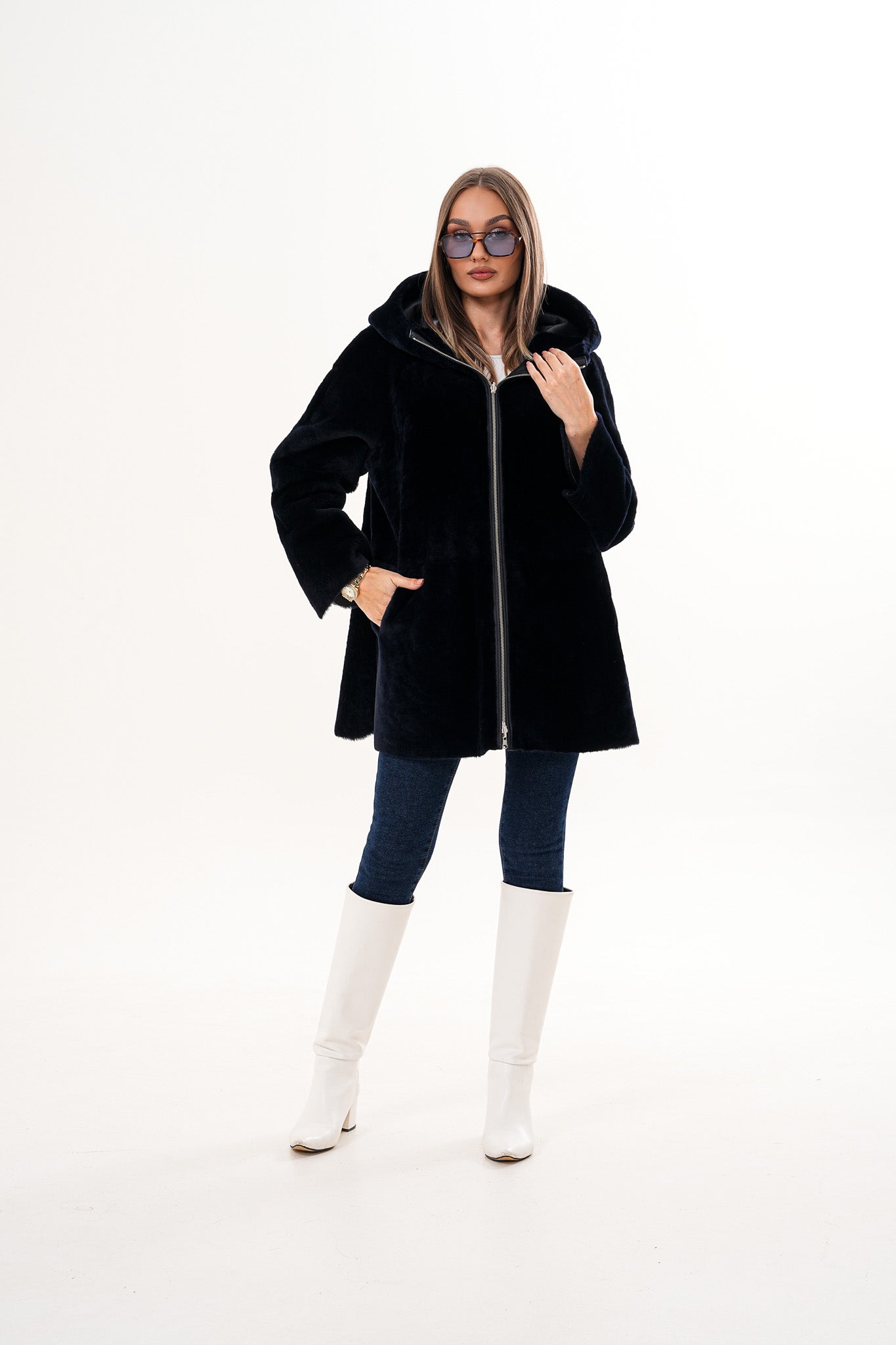 The Portofino Black Reversible Shearling Women Jacket