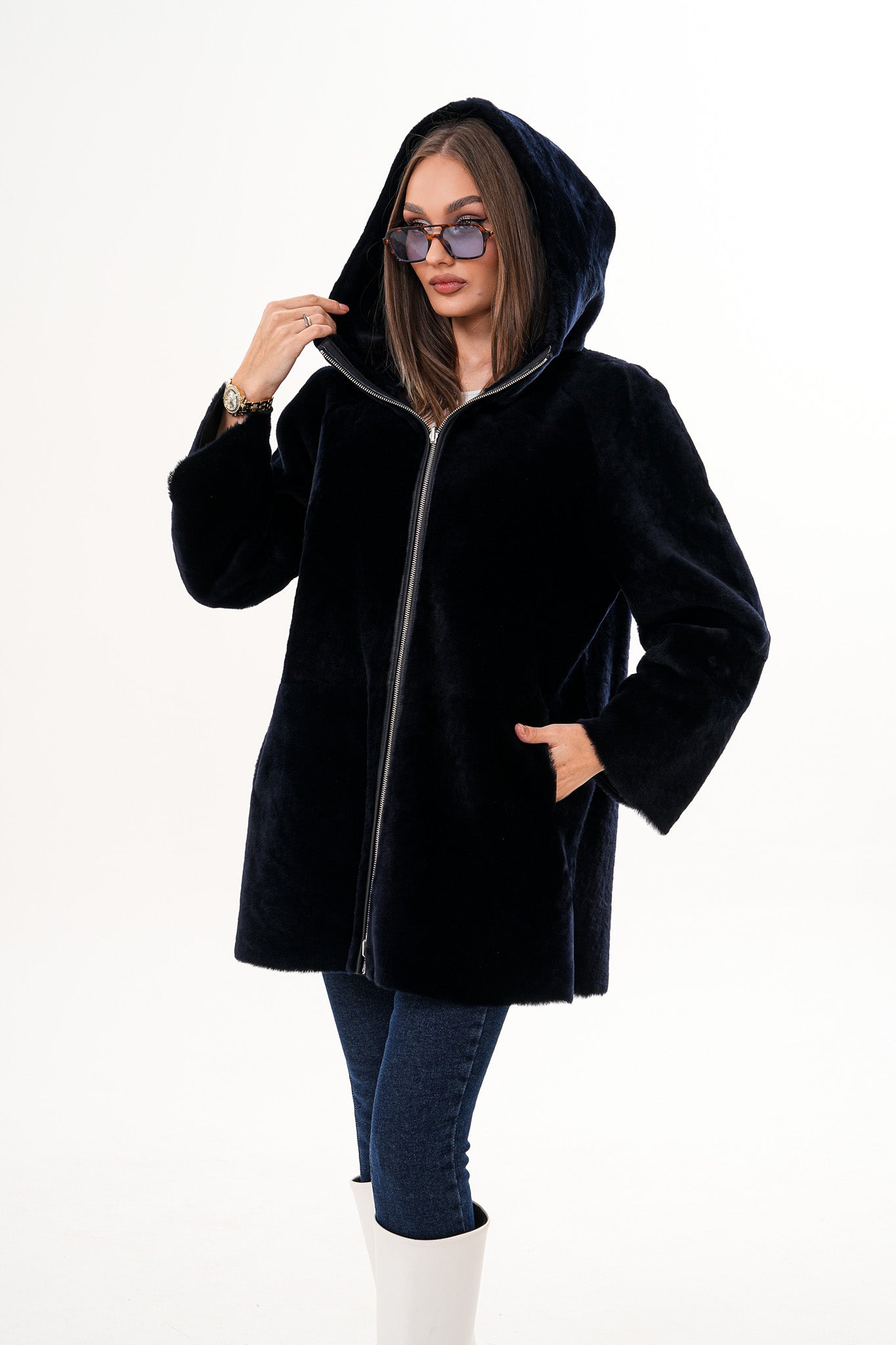 The Portofino Black Reversible Shearling Women Jacket