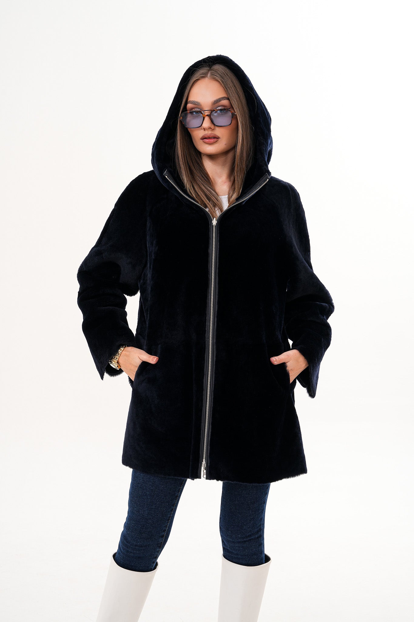 The Portofino Black Reversible Shearling Women Jacket