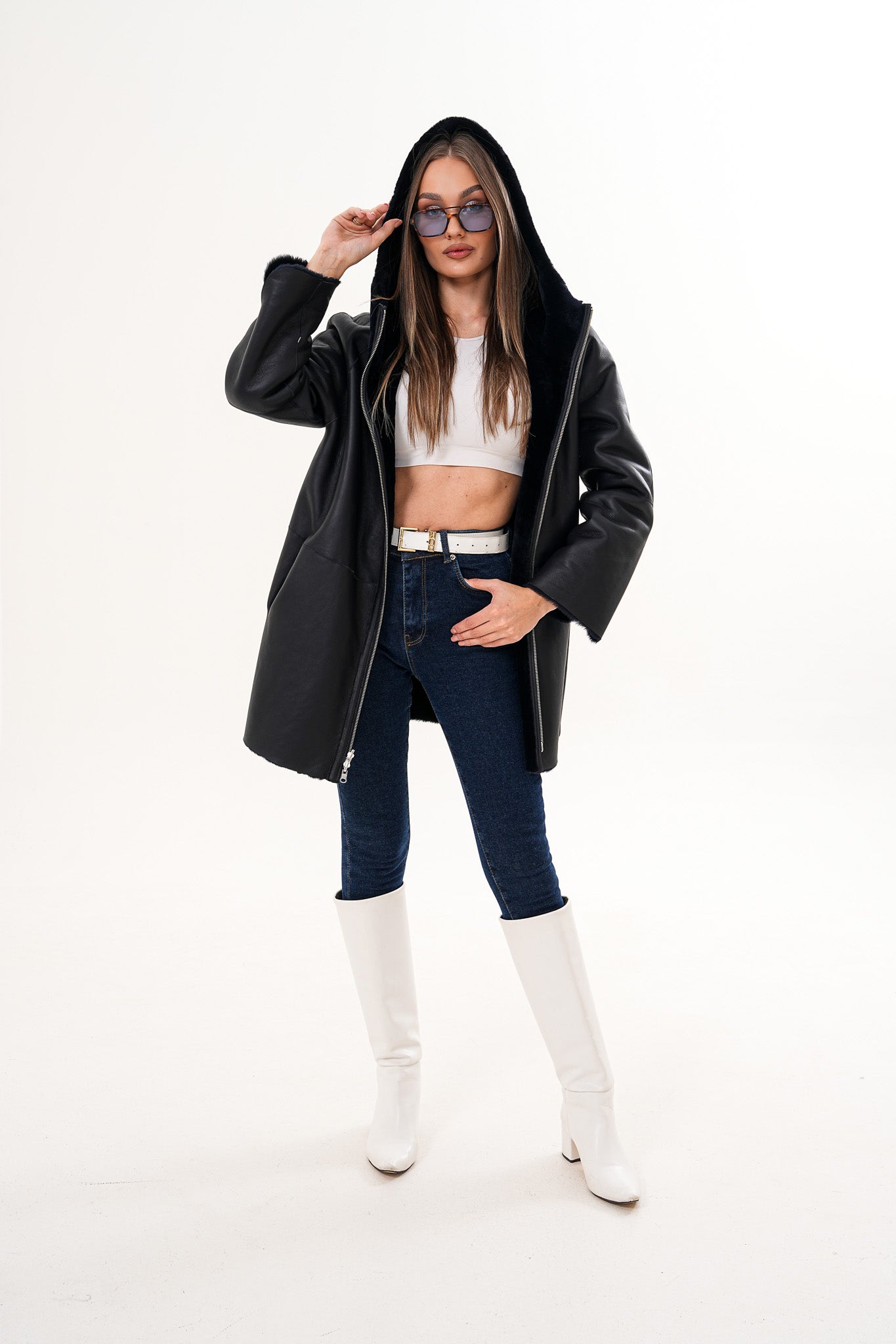 The Portofino Black Reversible Shearling Women Jacket
