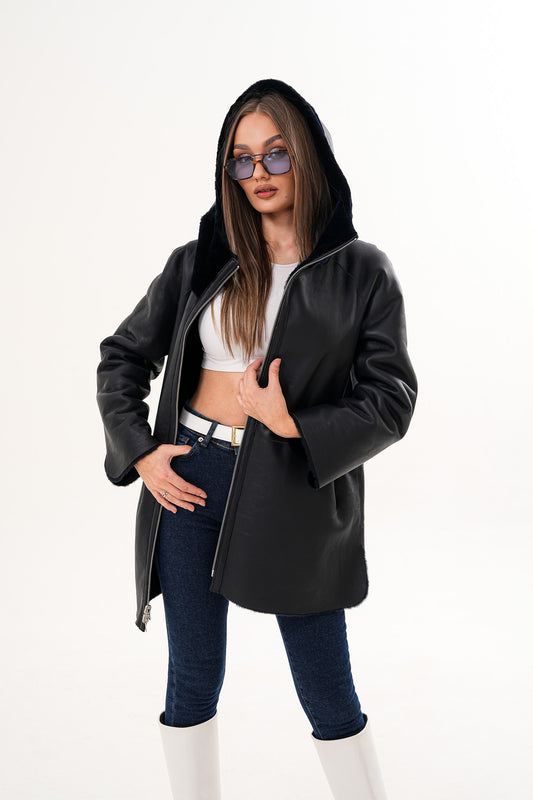 The Portofino Black Reversible Shearling Women Jacket