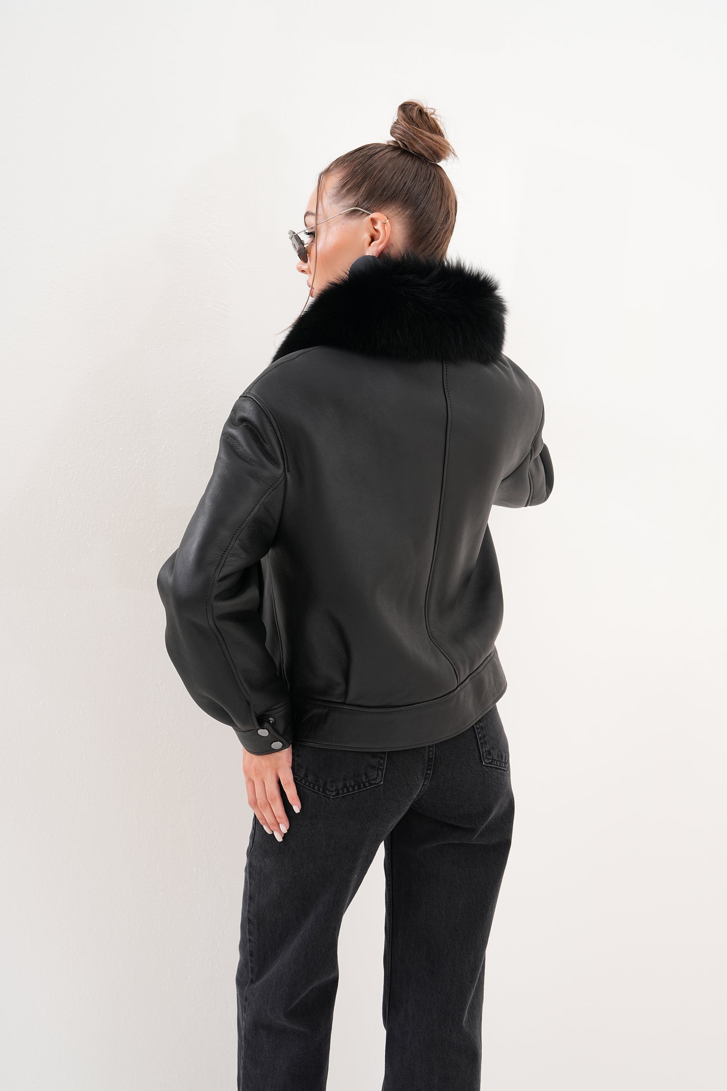 The Auretta Black Shearling Leather Women Jacket