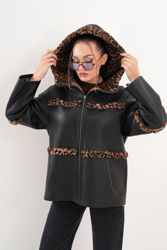 The Panthera Reversible Leopard Shearling Leather Women Jacket