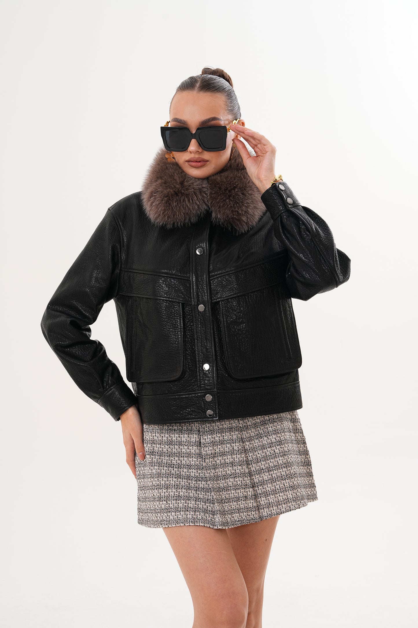 The Auretta Textured Leather Women Jacket