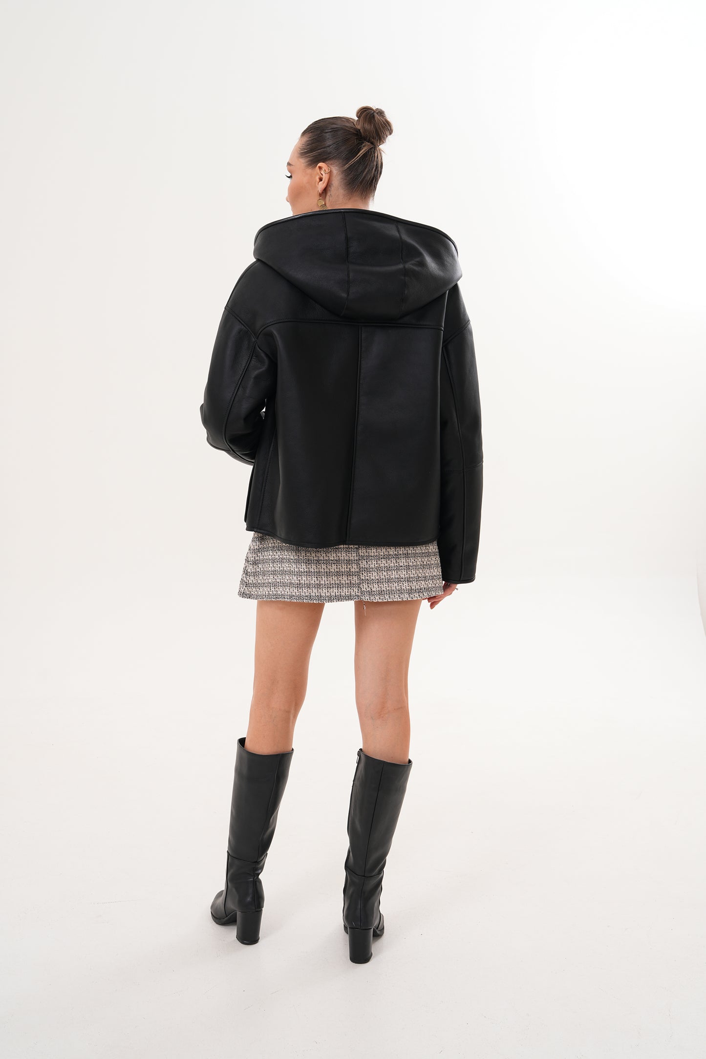 The Arlena Black Shearling Leather Women Jacket