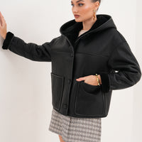 The Arlena Black Shearling Leather Women Jacket