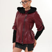The Hudson Burgundy Leather Women Jacket