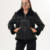 The Denali Black Shearling Leather Women Jacket