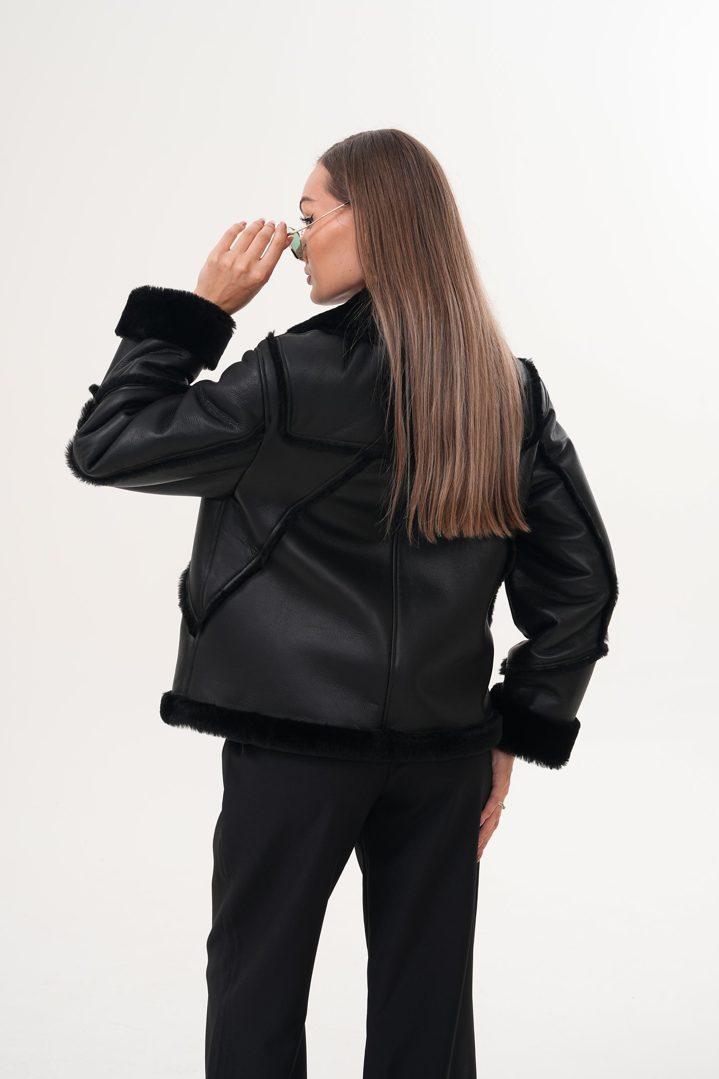 The Denali Black Shearling Leather Women Jacket