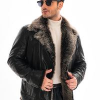 The Cortina Fox Edition Black Shearling Leather Men Jacket
