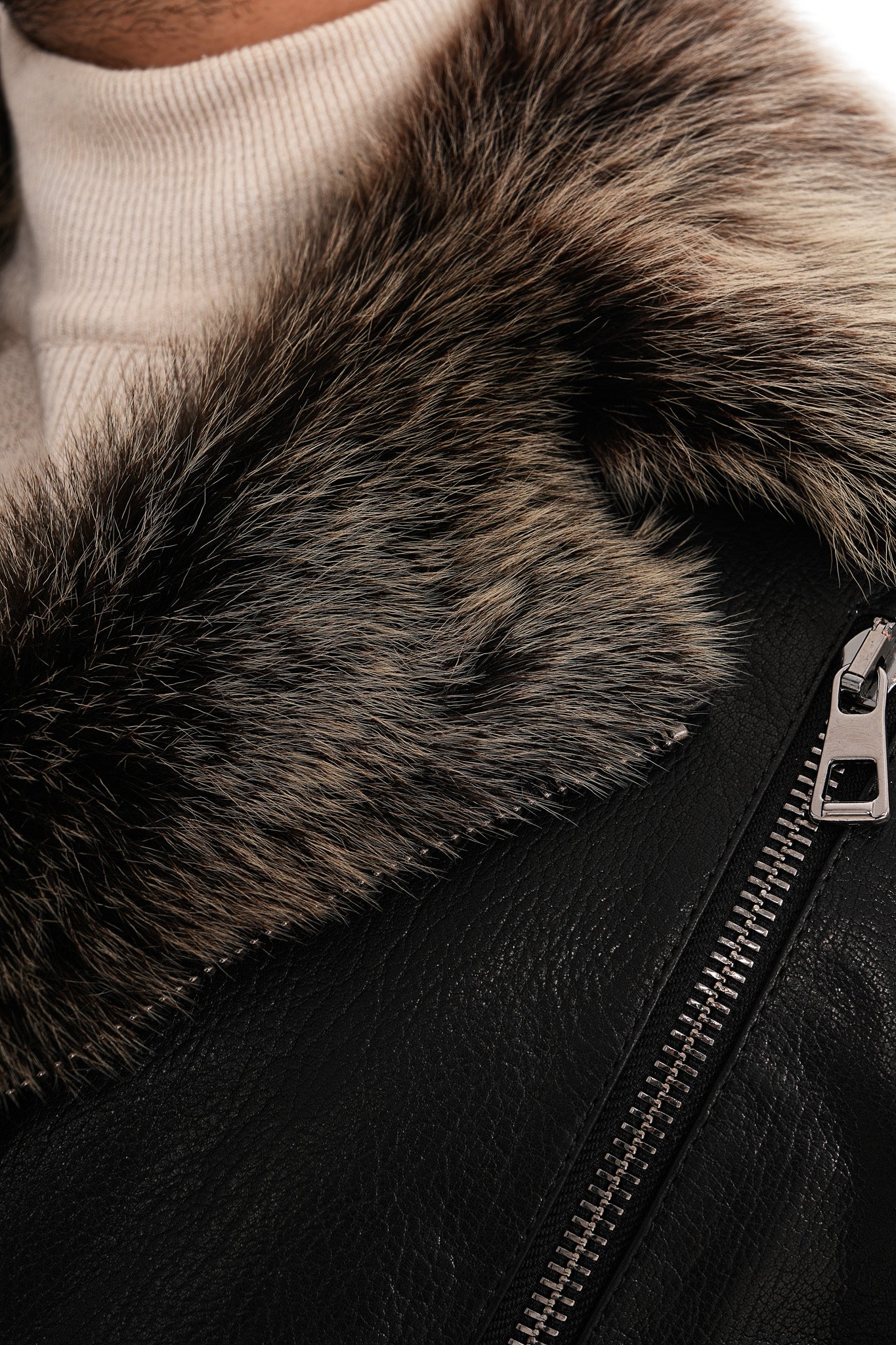 The Cortina Fox Edition Black Shearling Leather Men Jacket