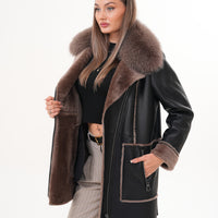 The Avalon Shearling Black Leather Women Jacket