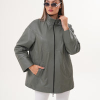 The Sierra Olive Green Leather Women Jacket