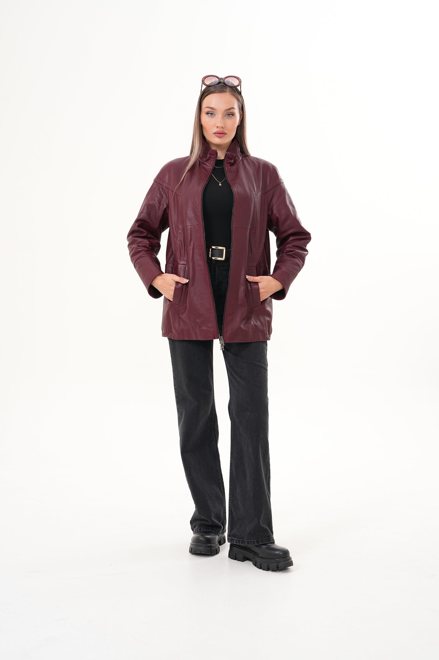 The Sierra Burgundy Leather Women Jacket
