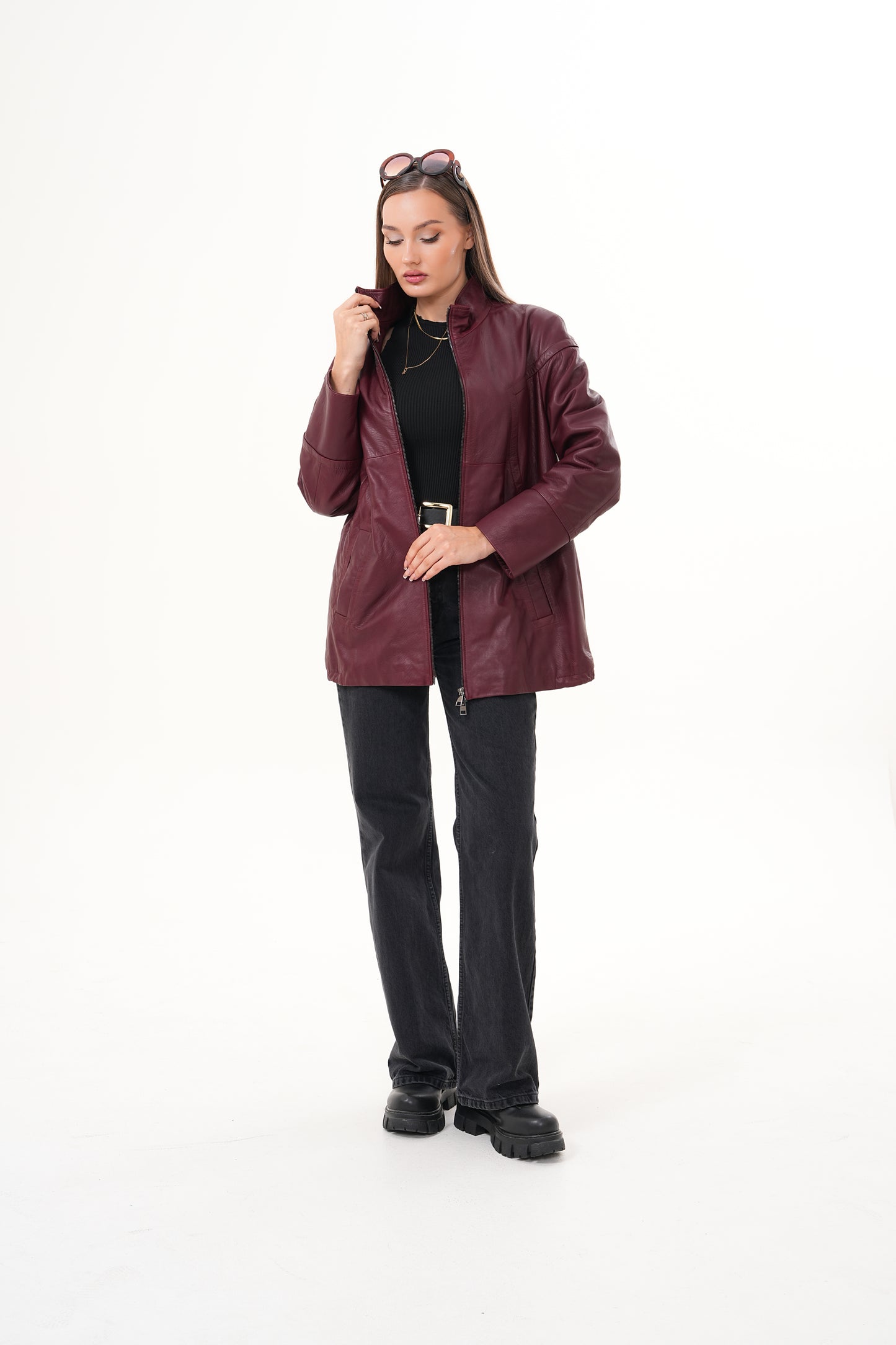 The Sierra Burgundy Leather Women Jacket