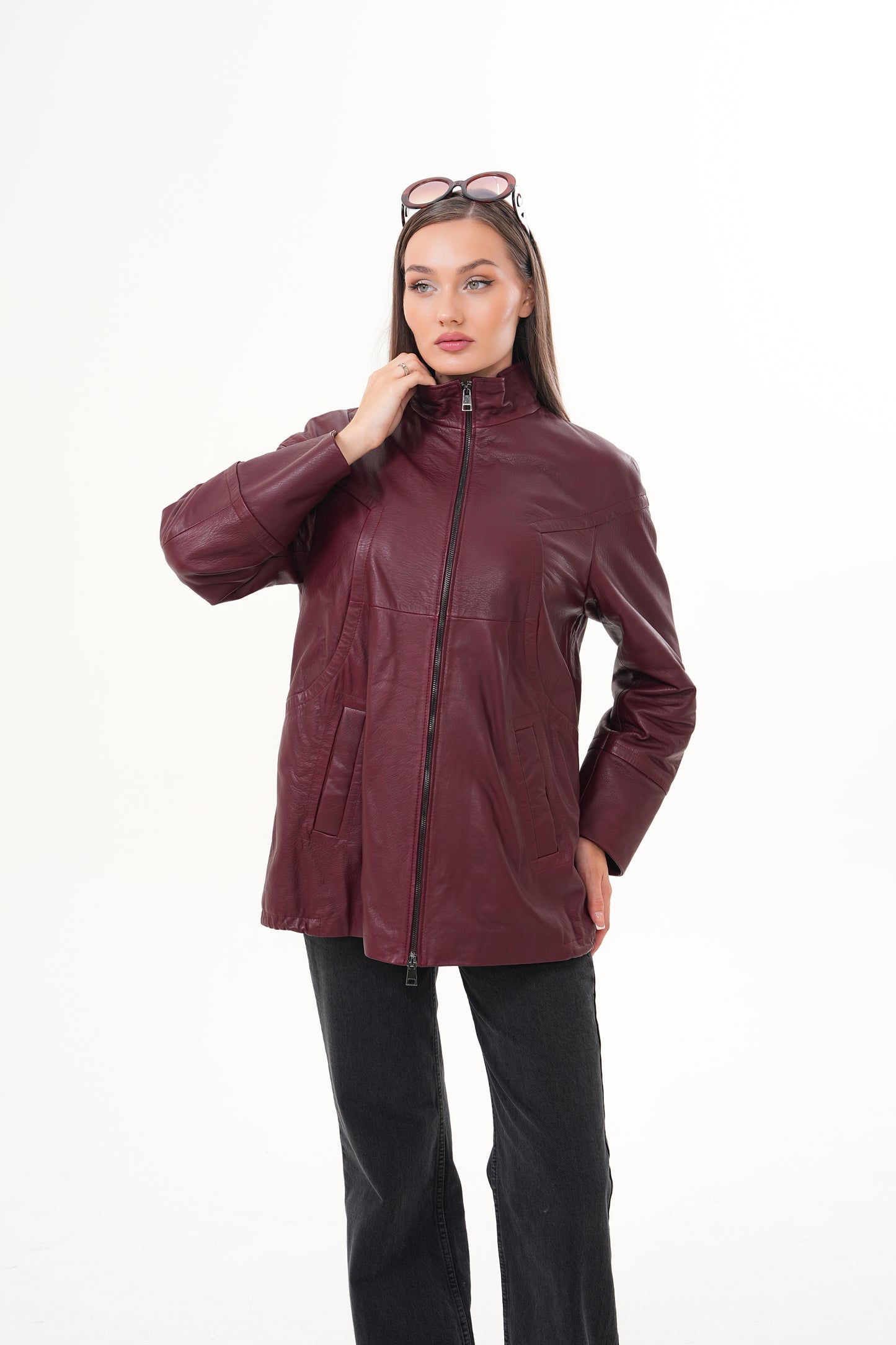 The Sierra Burgundy Leather Women Jacket