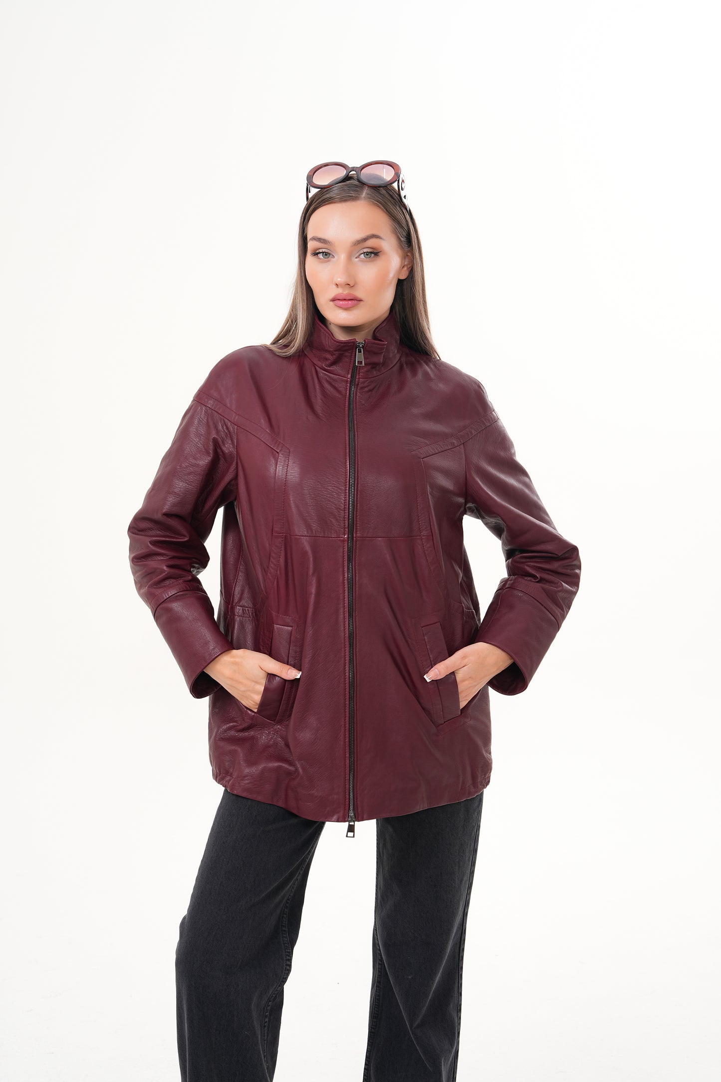 The Sierra Burgundy Leather Women Jacket