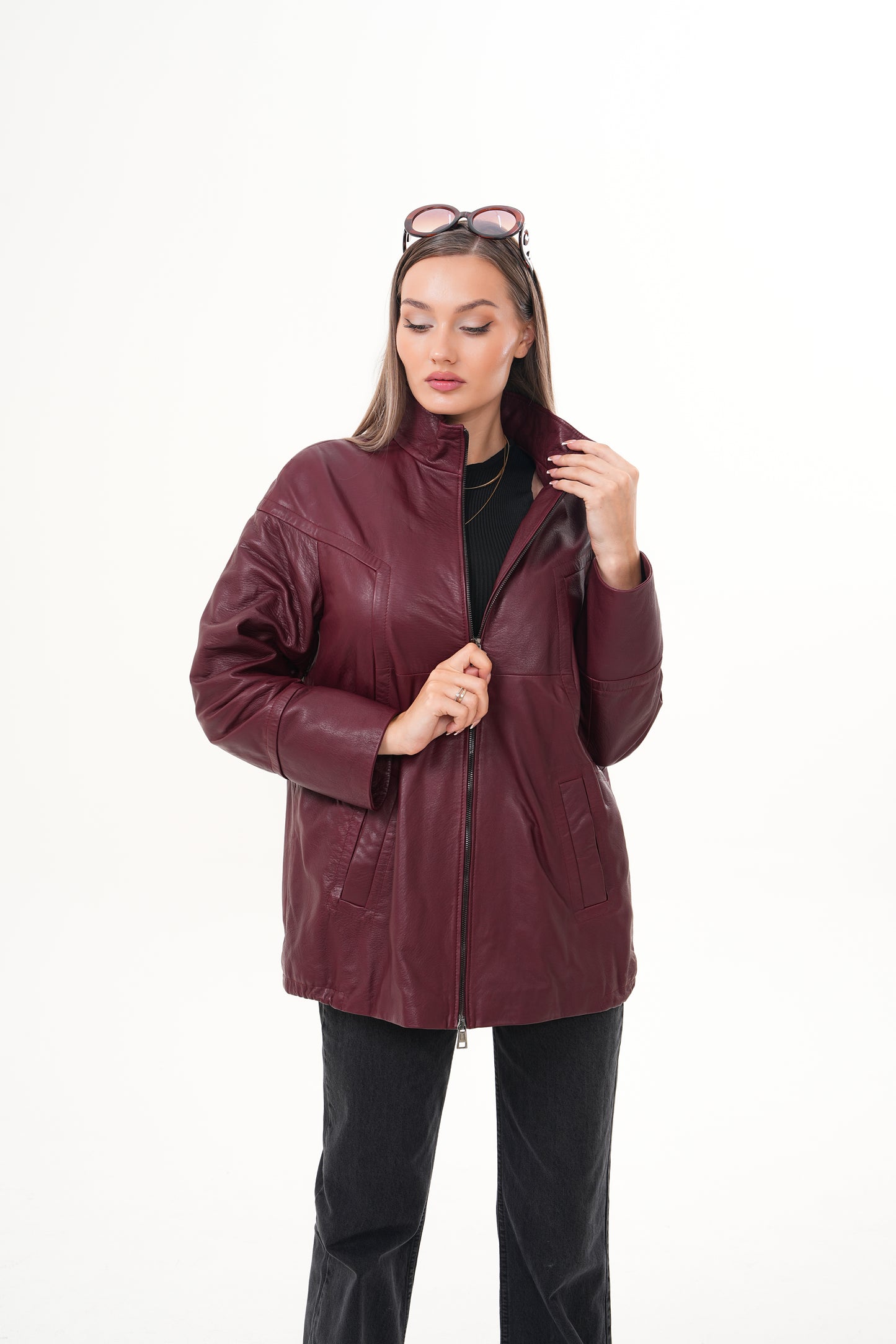 The Sierra Burgundy Leather Women Jacket