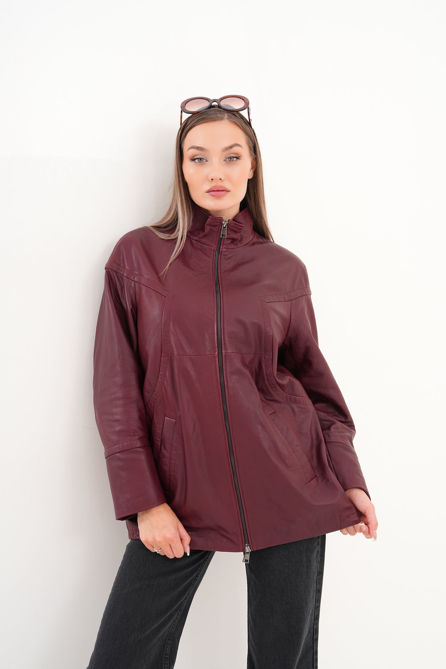 The Sierra Burgundy Leather Women Jacket