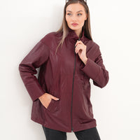 The Sierra Burgundy Leather Women Jacket