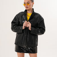 The Nox Black Leather Women Jacket