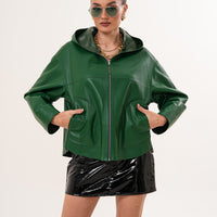 La chaqueta reversible de cuero para mujer Calyra – Verde esmeralda