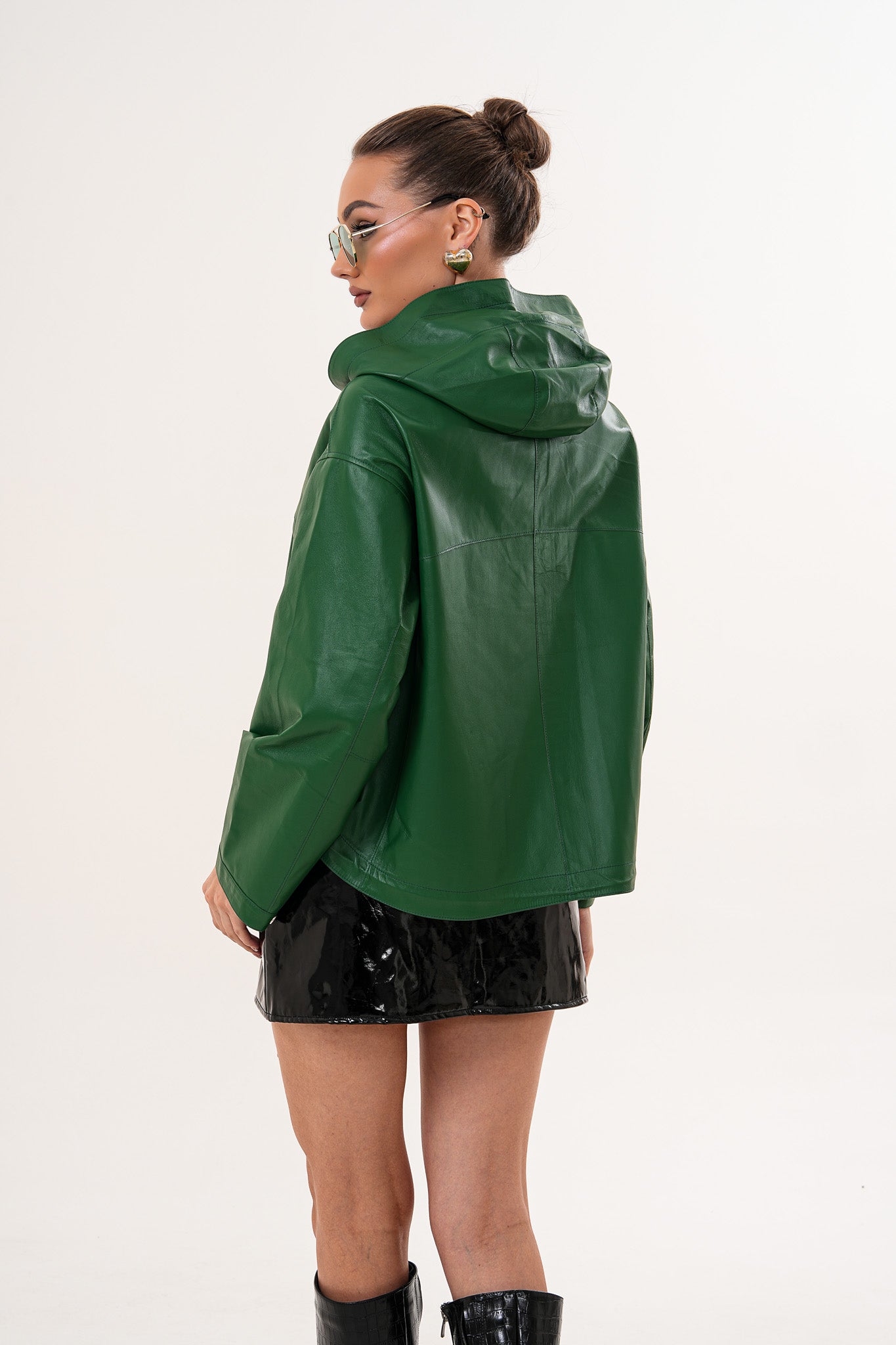 La chaqueta reversible de cuero para mujer Calyra – Verde esmeralda