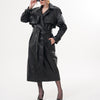 The Raven Black Leather Women Trench Coat