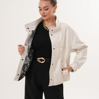 The Velmira Reversible Ivory Leather Women Jacket