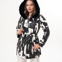 The Prisma Black & White Leather Women Jacket