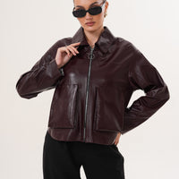 The Elvoria Reversible Burgundy Leather Jacket