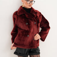 The Bordeaux Burgundy Reversible Shearling Leather Women Jacket