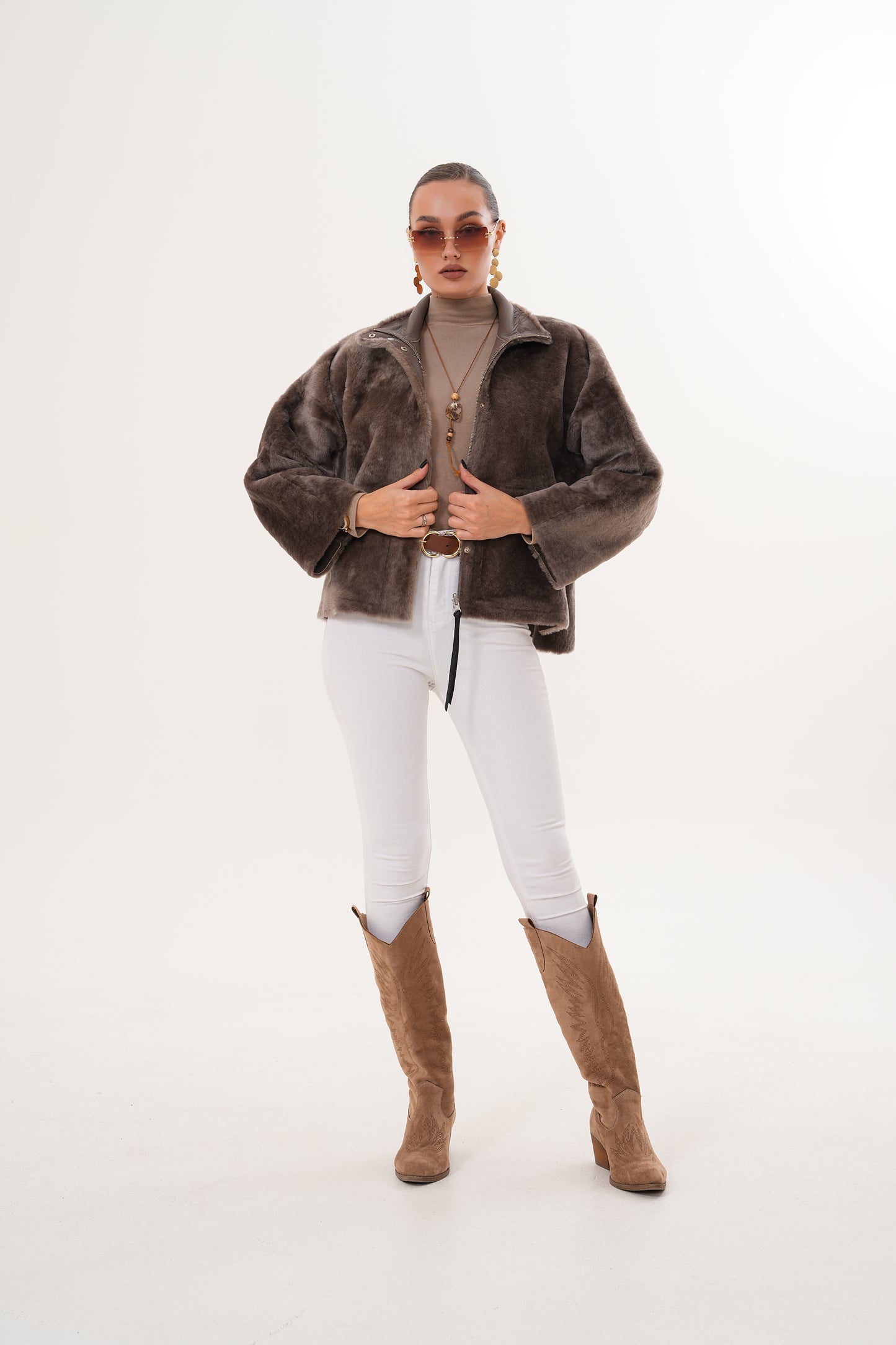 The Geneva Reversible Shearling Leather Women Jacket