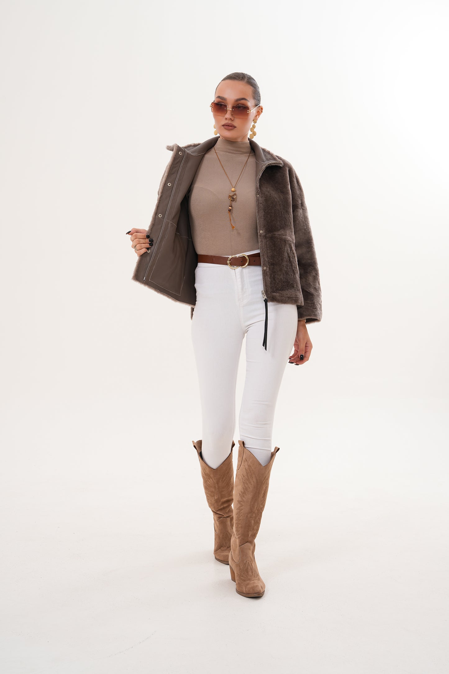 The Geneva Reversible Shearling Leather Women Jacket