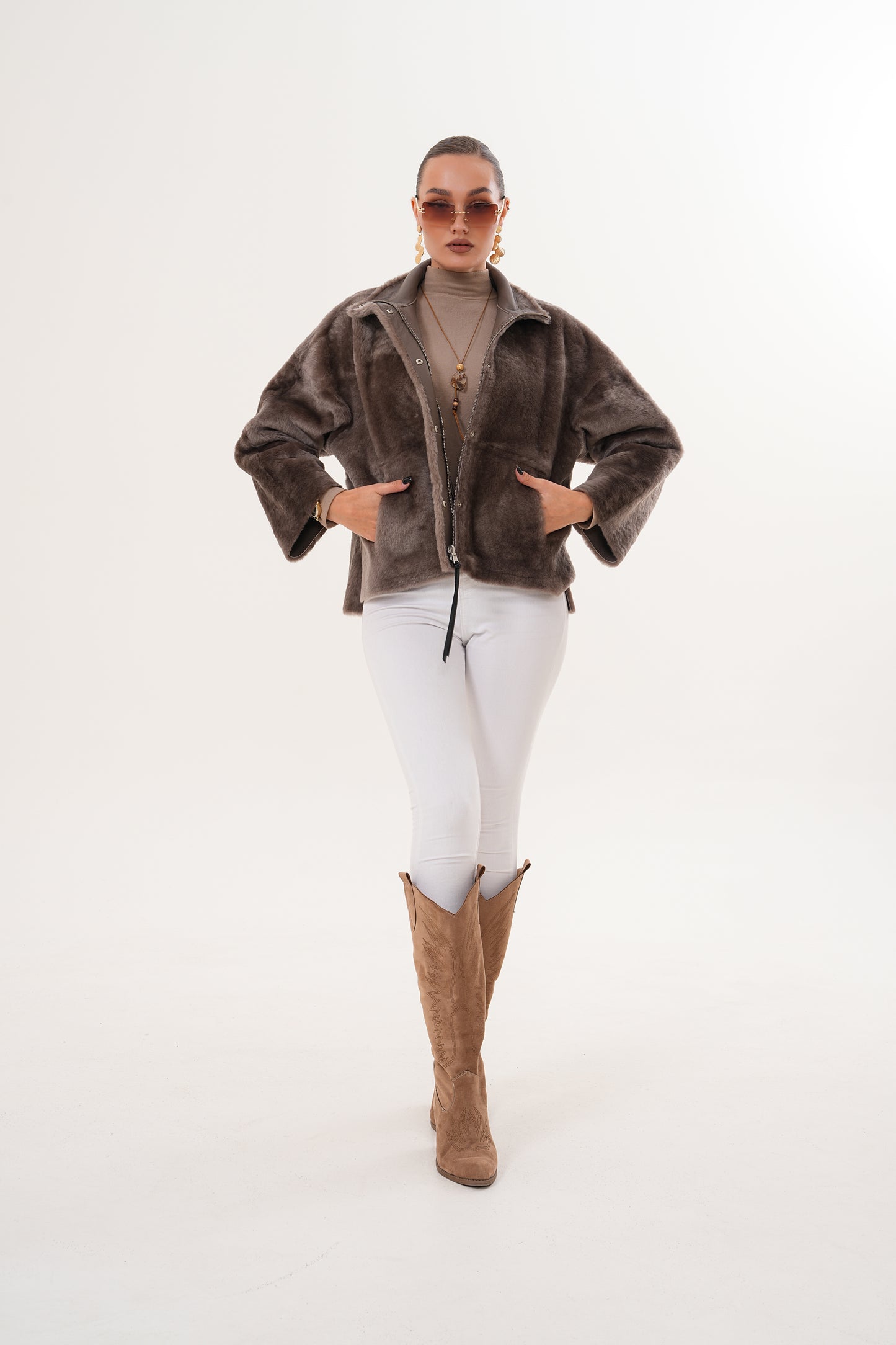 The Geneva Reversible Shearling Leather Women Jacket