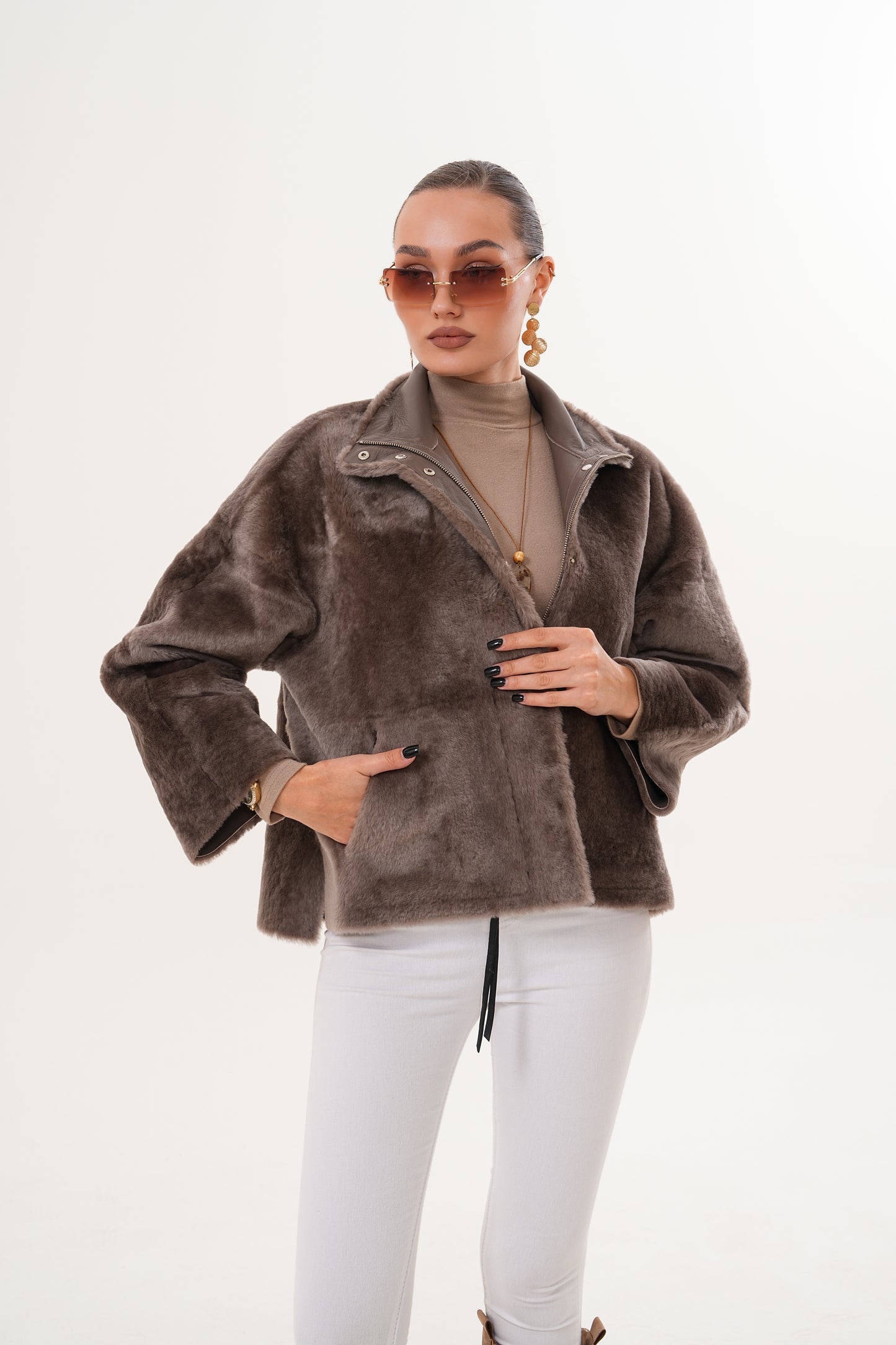 The Geneva Reversible Shearling Leather Women Jacket