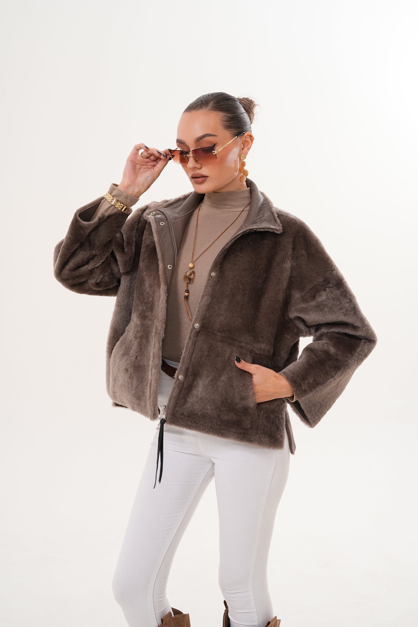 The Geneva Reversible Shearling Leather Women Jacket
