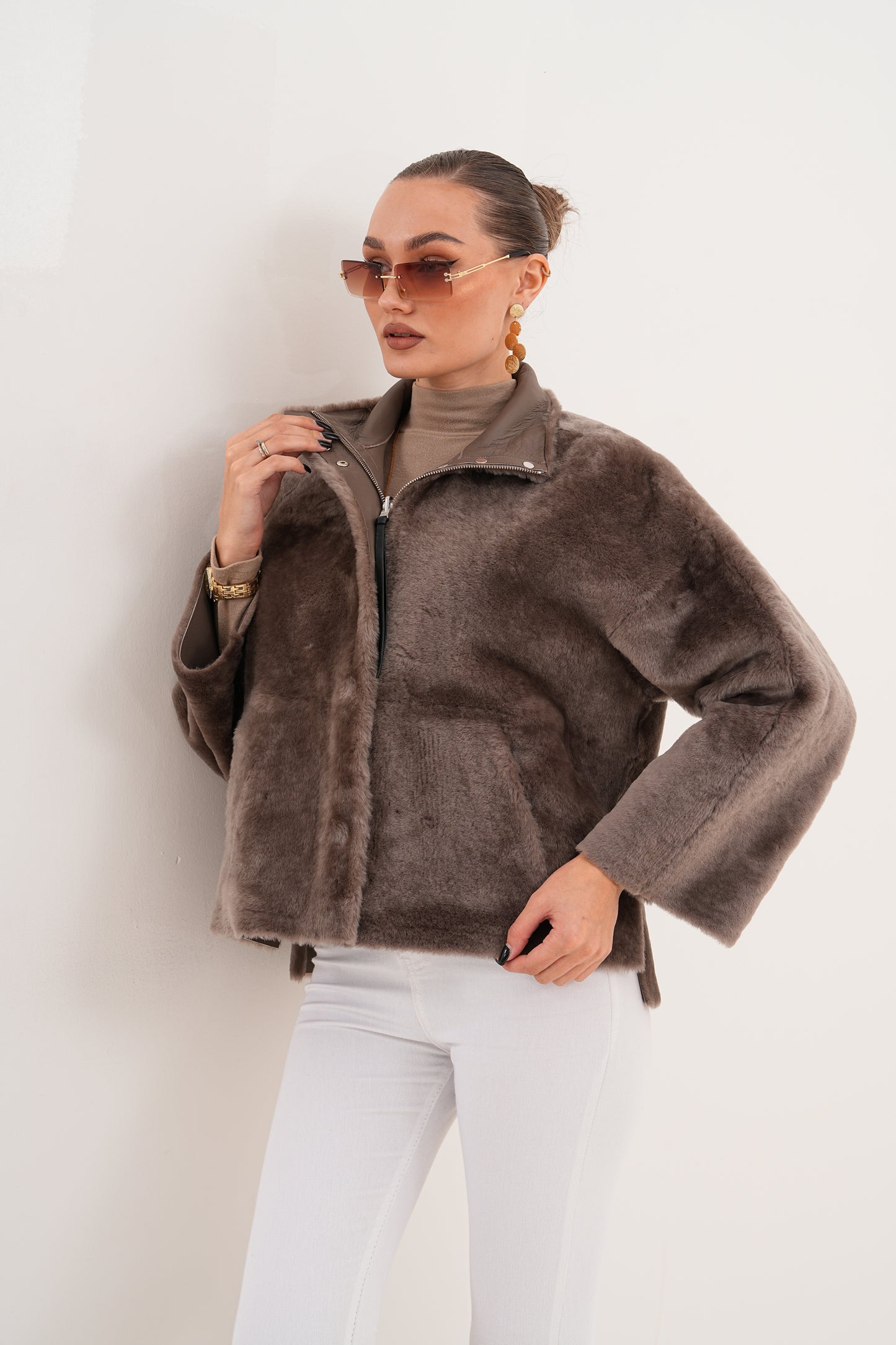 The Geneva Reversible Shearling Leather Women Jacket