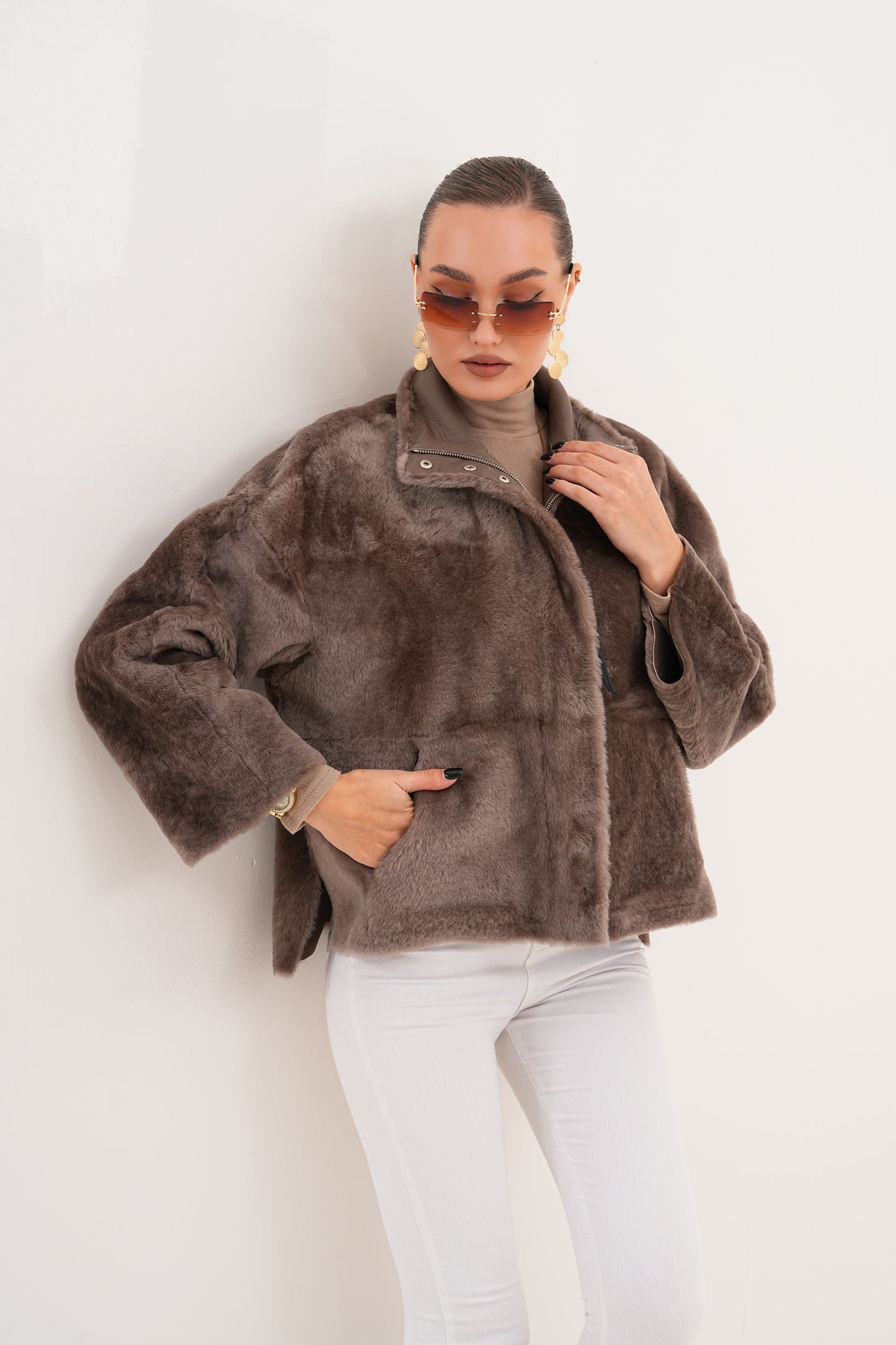 The Geneva Reversible Shearling Leather Women Jacket