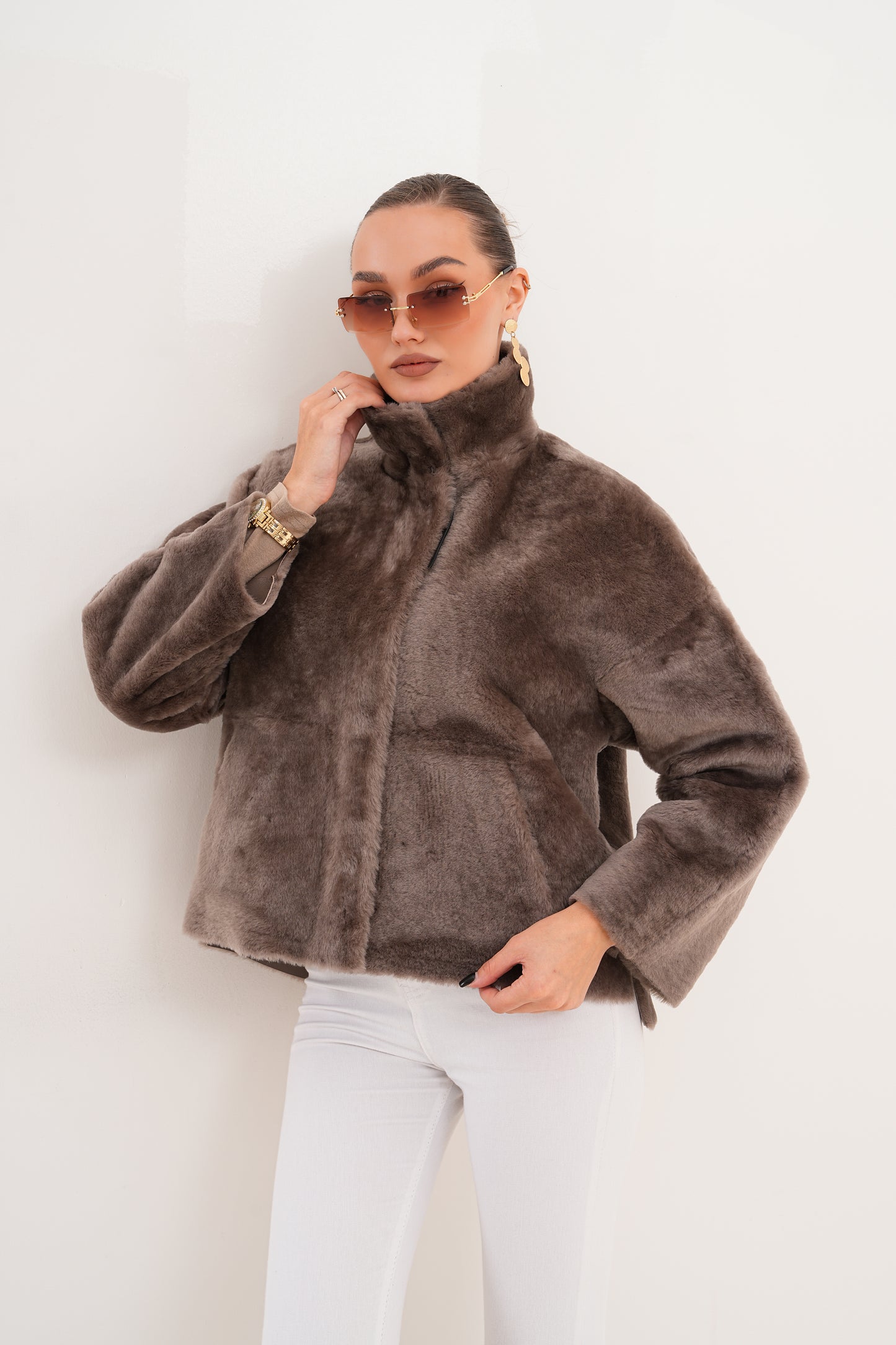 The Geneva Reversible Shearling Leather Women Jacket