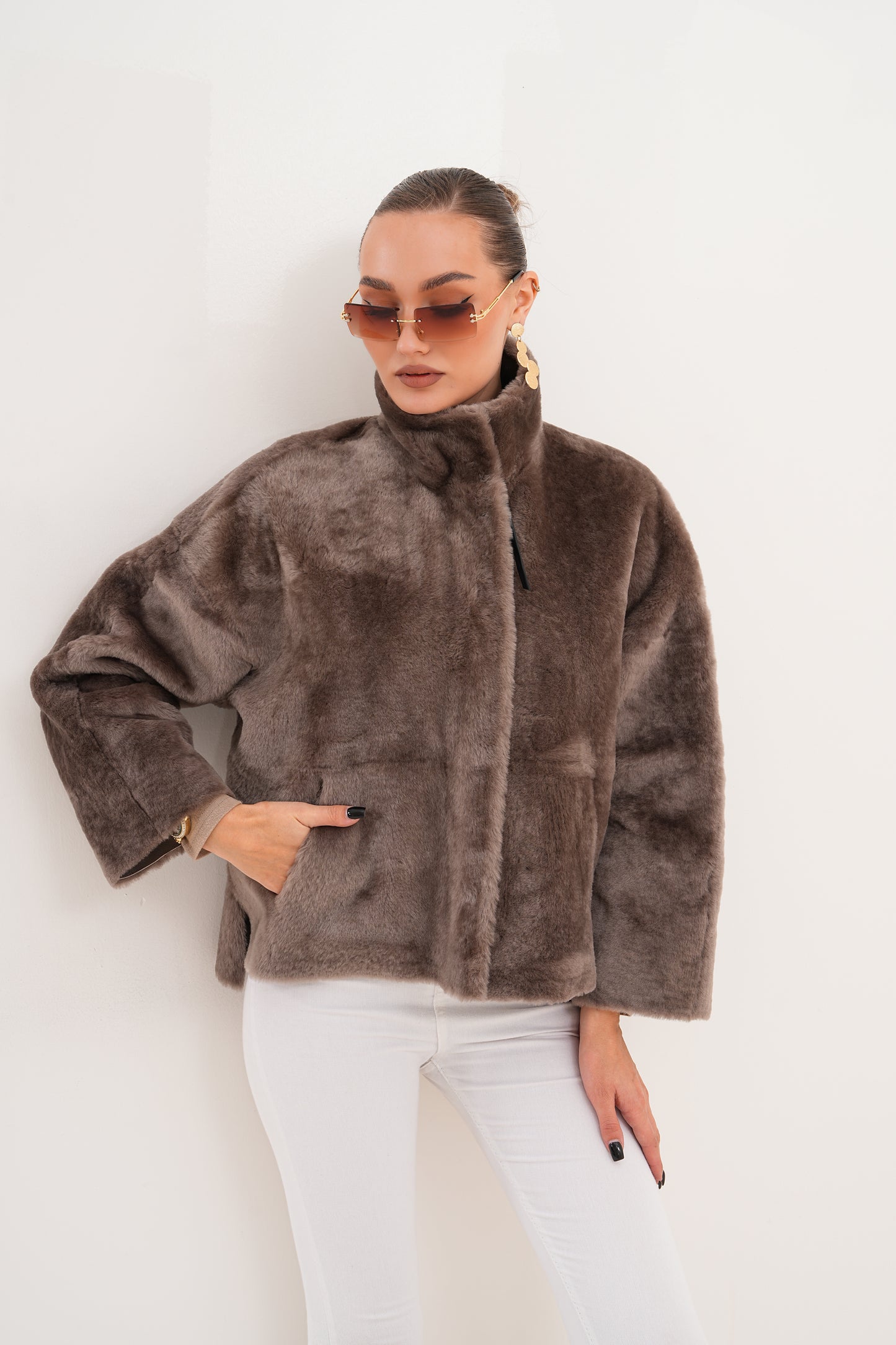 The Geneva Reversible Shearling Leather Women Jacket