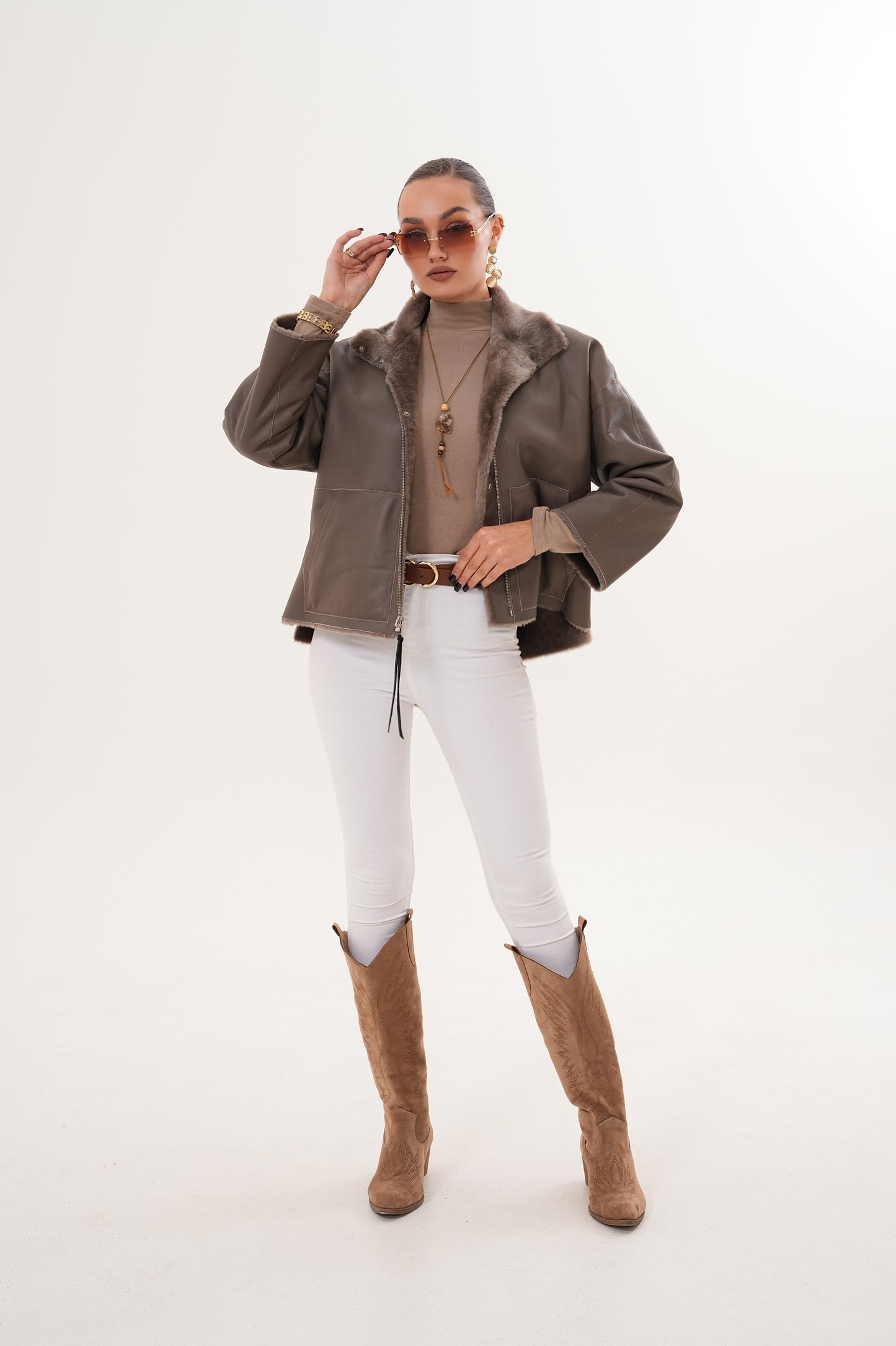 The Geneva Reversible Shearling Leather Women Jacket