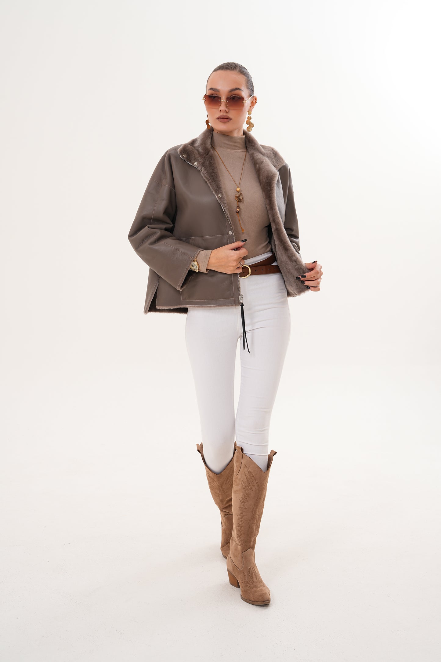 The Geneva Reversible Shearling Leather Women Jacket
